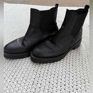 Sam Edelman Black Leather Chunky Chelsea Ankle Boots Size 8
